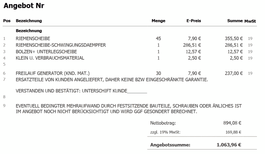 KFZ Werkstatt Selbsthilfe Eutritzsch Angebot Riemenscheibe Kurbelwelle