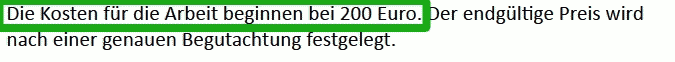 KFZ Sommerfeld ungenaue Preisgestaltung